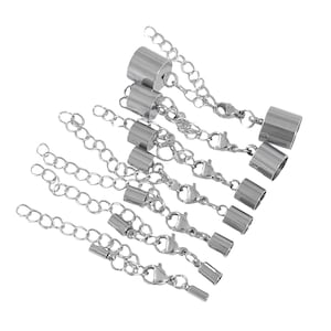 Ensemble de 3 fermoirs pour embouts de cordon en acier inoxydable : homard et chaîne d'extension
