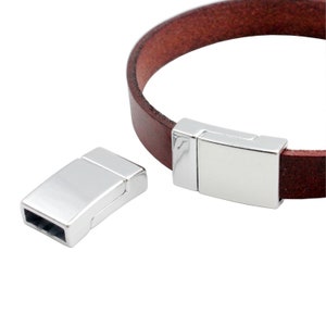 ShapesbyX 3ピース シルバー マグネット留め具と留め具 ブレスレット作り用 レザーストラップ 接着剤付き 10mmx3mm穴 MT673-2