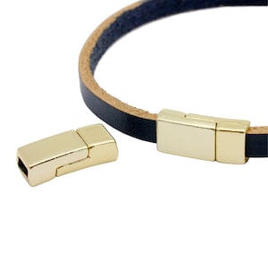ShapesbyX 3 Pieces Magnetic Clasps for Jewelry Making Flat Leather Bracelet Glue in 5x2mm Inner Hole Gold MT588-8