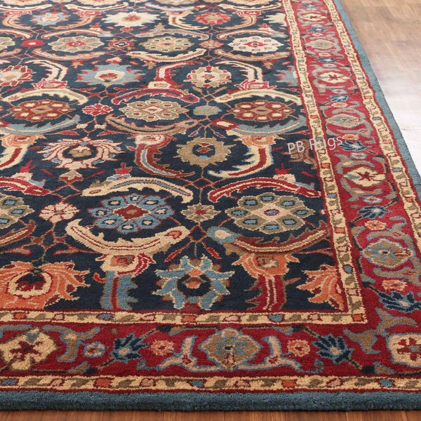 New Authentic Emma Blue Color Old Design Handmade Traditional Oriental Antique Style 100% Woolen Area PB Rugs & Carpets