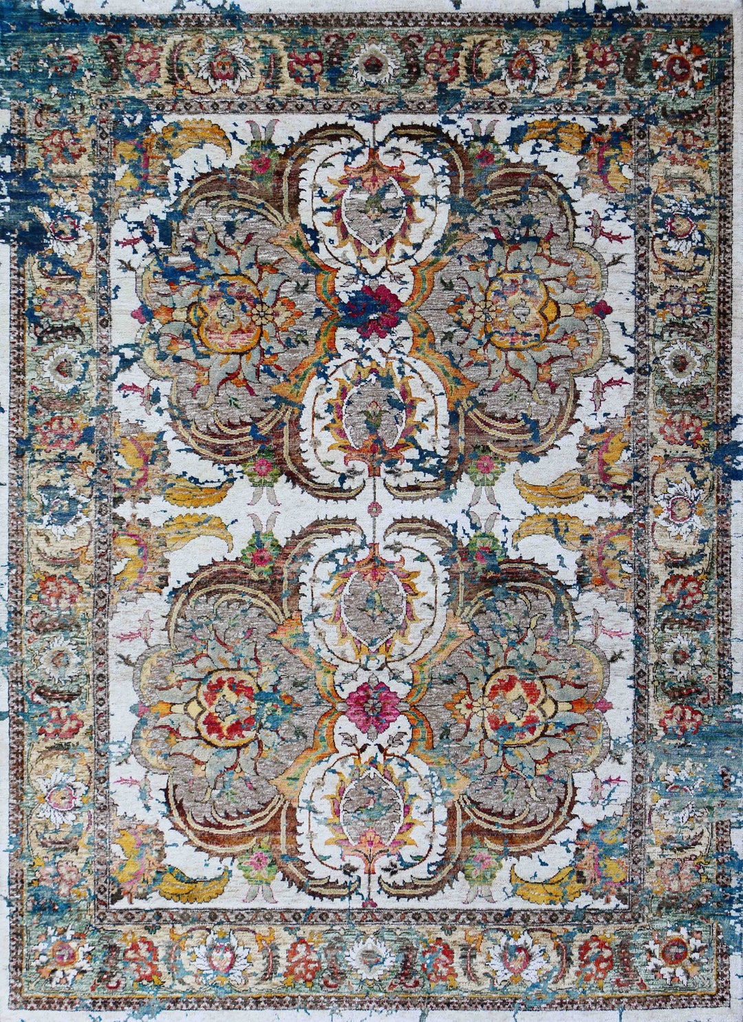 Edward Rangoli Design Oxidize Vintage Finish Hand Knotted Traditional ...