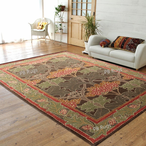 New Authentic William Morris Old Design Handmade Traditional Oriental Antique Style 100% Woolen Area PB Rugs & Carpets