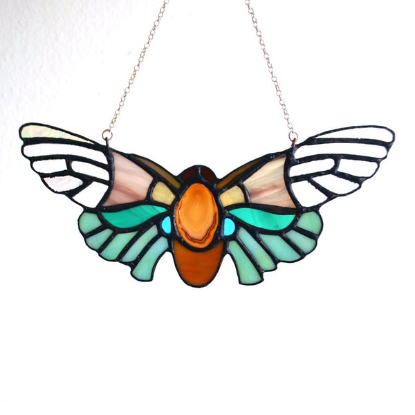 RESERVED: Mini Stained-Glass Cicada Sun-catcher