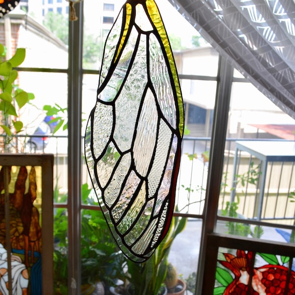 Stained-Glass Cicada Wing Sun-catcher—MADE TO ORDER