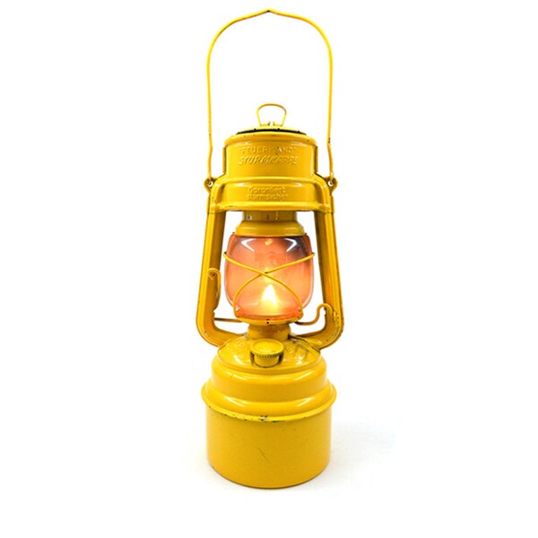 Yellow Vintage Oil Lantern- FEUERHAND STURMKAPPE- Made in Germany-Metal Rustic Lamp-Home Decor-Rustic Oil-Outdoor Lantern- Lamp