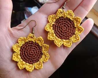 Crochet Sunflower Earrings Pattern