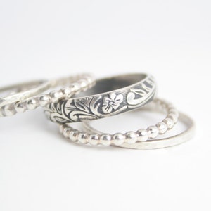 Wedding Band Sterling Silver Stacking Ring Set