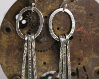 Silver  Earrings - Hammered - Handmade