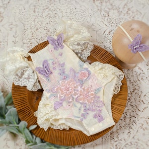 RTS Butterflies Sitter Romper, One year, Cake smash Sitter Lace Romper, Sitter romper, Baby outfit Sitter outfit