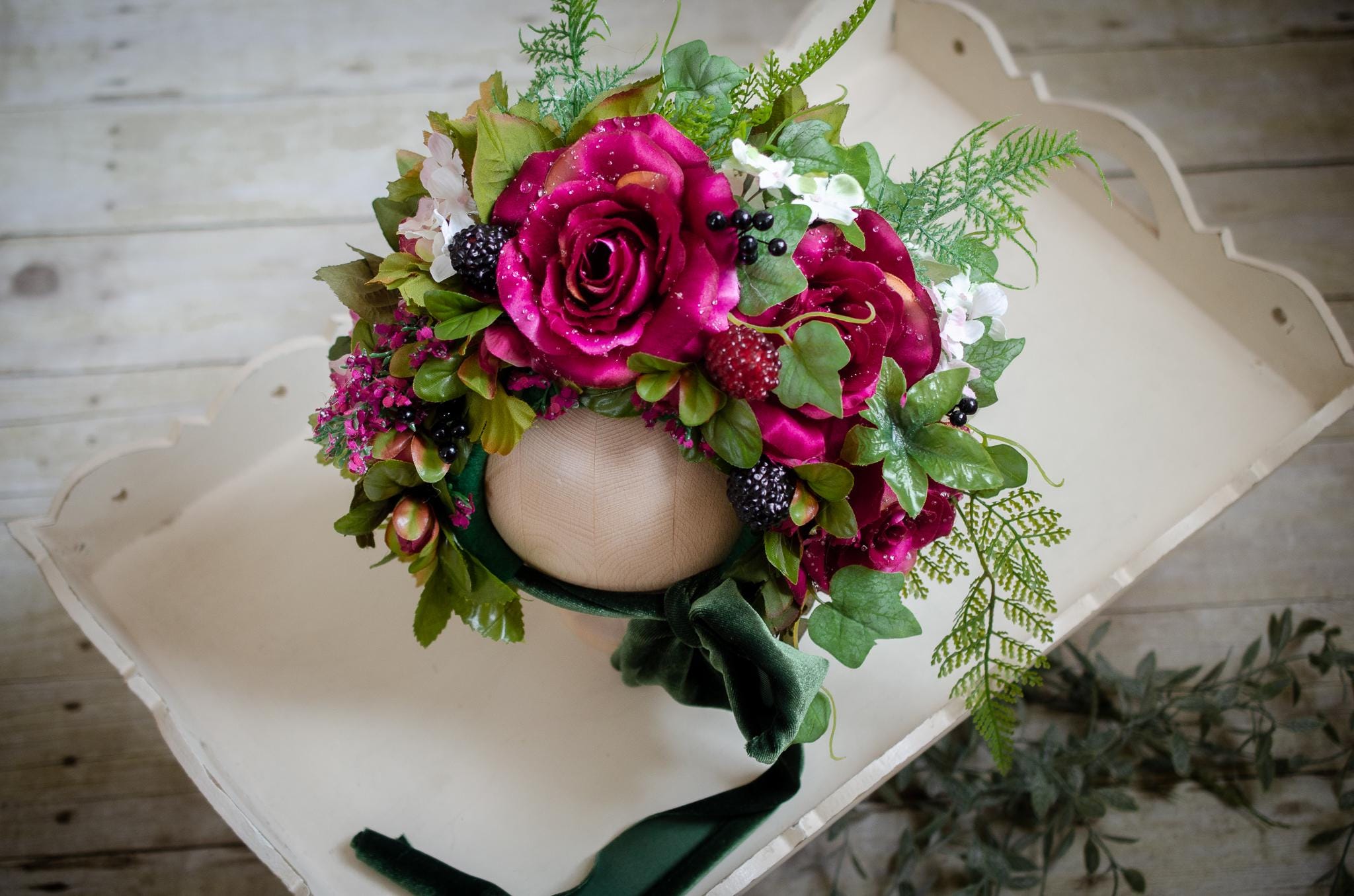 Autum Floral Bonnet! Pink Baby Girl Bonnet – Fall Floral Print with Cozy Autumn  main image 3
