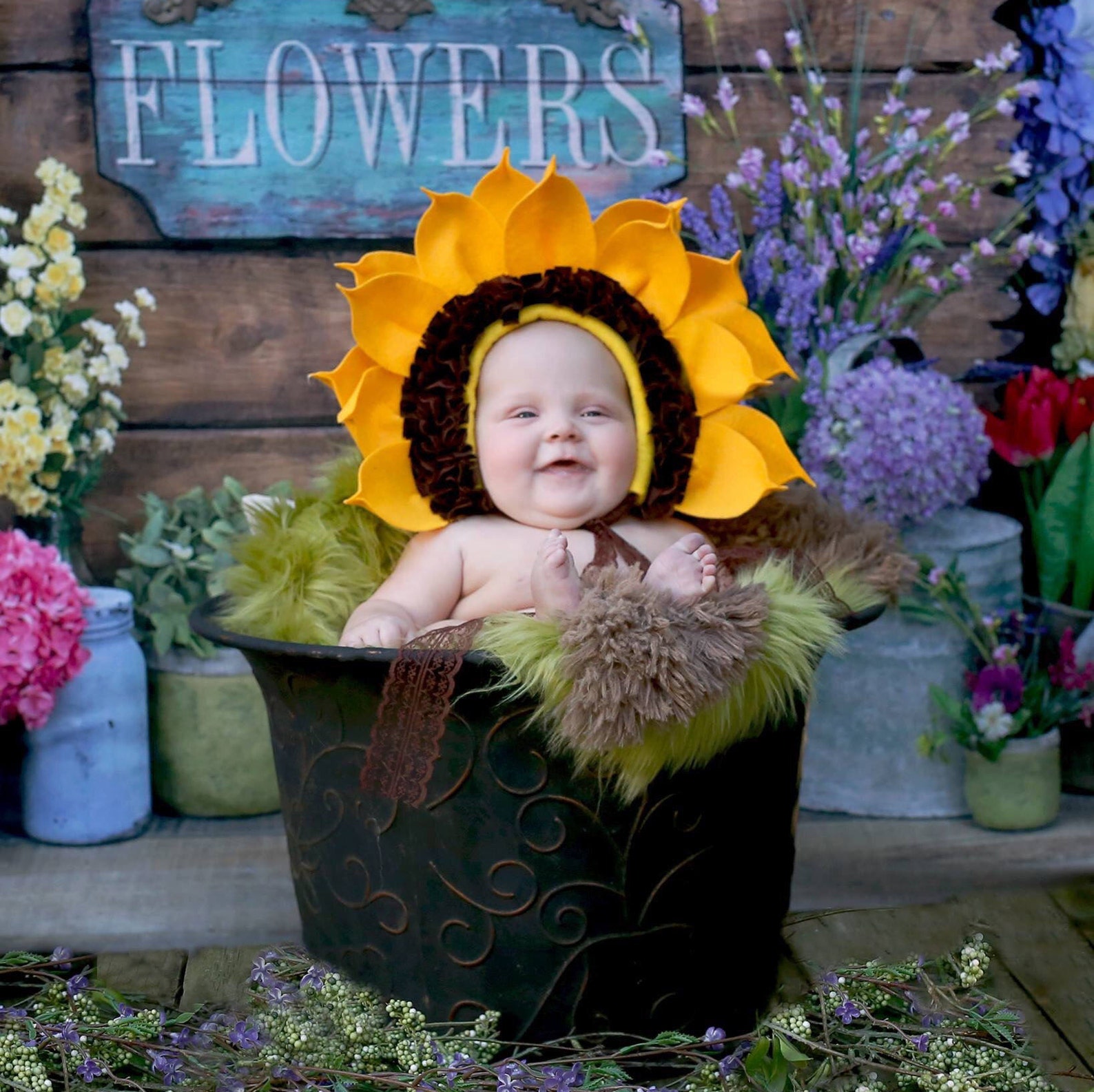 SUCCULANT flower Baby Bonnet and Sunhat