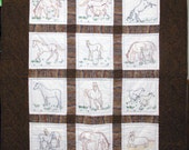 Hand Embroidered Horse Quilt
