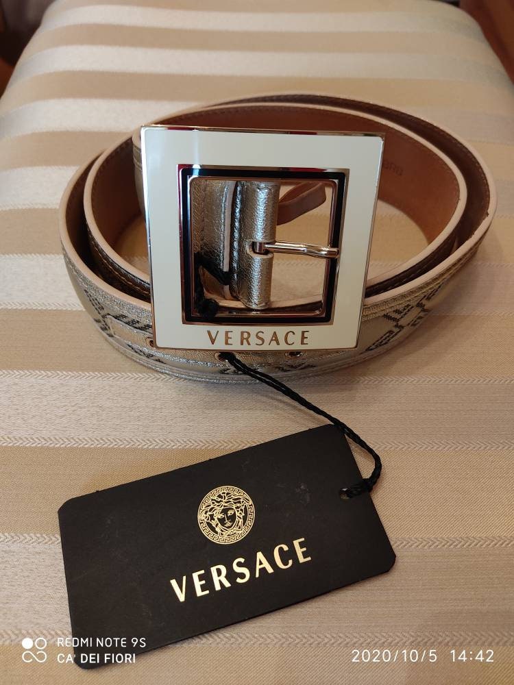 versace belt white