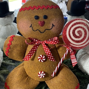 Handmade Gingerbread Doll Wreath Attachment
