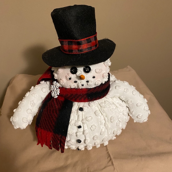 Peanut Handmade Vintage Chenille Snowman Doll