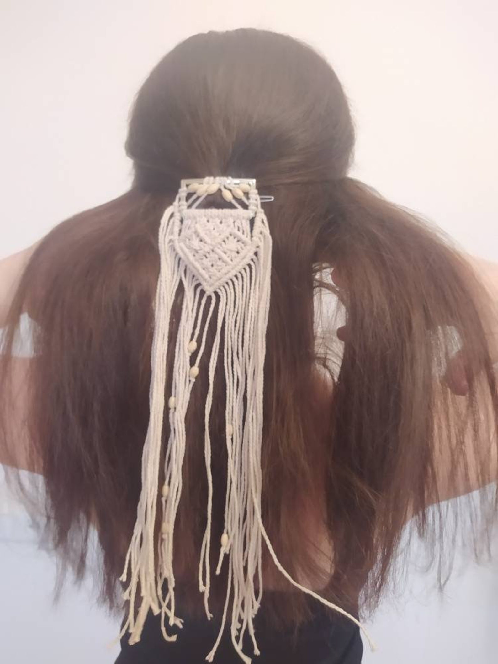 Macrame hair clip boho wedding barrette Etsy