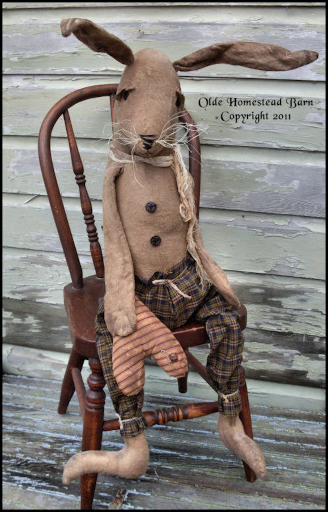 Primitive Bunny With a Heart PATTERN Etsy