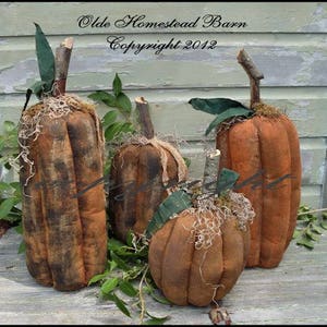 Primitive Tall Grungy Pumpkins EPATTERN