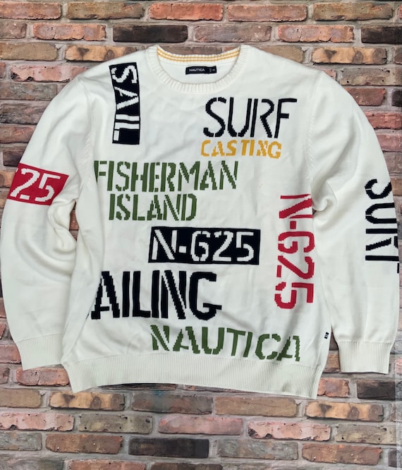 Vintage 90’s Nautica Intarsia Sailing Knit XXL Sw… - image 1