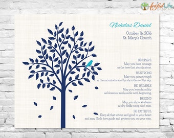 PERSONALIZED GODSON GIFT, Baptism Gift for Godson, Baby Boy Baptism Personalized Baptism Gift, Christening Dedication, Baptism Tree Keepsake