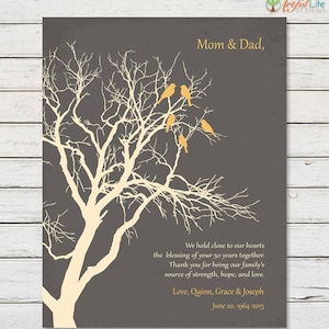 50th ANNIVERSARY GIFT for Parents, Golden anniversary, 50th Anniversary, Gift for Parents, Anniversary Print, Love Birds Family Tree