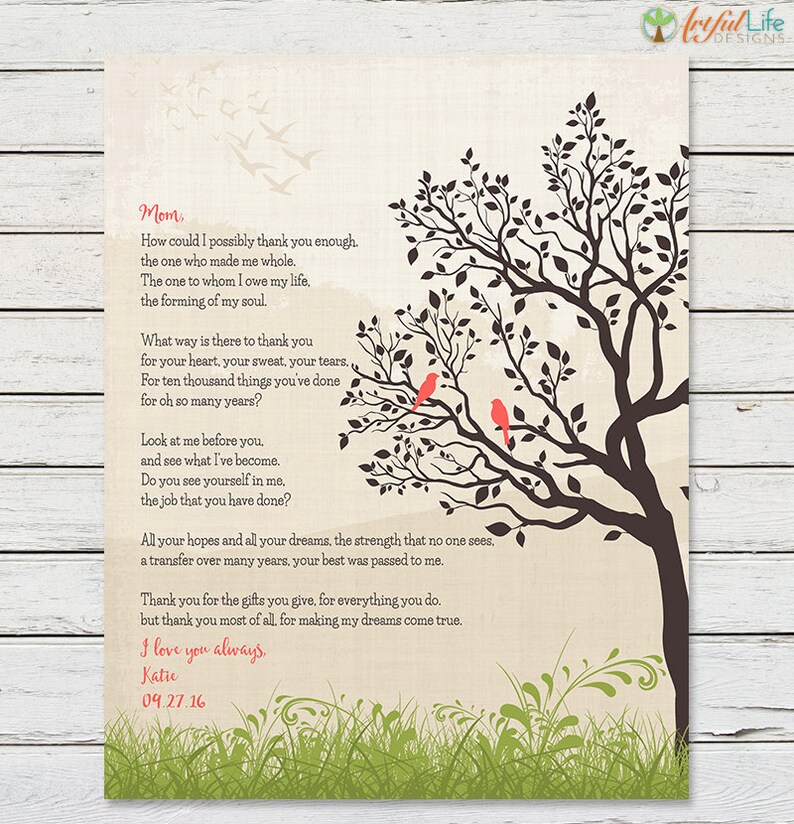 Gift for Mom from Daughter, Mom Christmas Gift, Mothers Day Gift, Personalized Gift for Mom, Mom Birthday Gift, Poem for Mom, Thank You Mom image 4