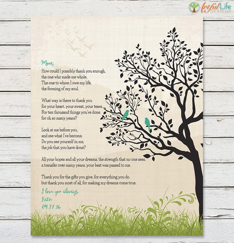 Gift for Mom from Daughter, Mom Christmas Gift, Mothers Day Gift, Personalized Gift for Mom, Mom Birthday Gift, Poem for Mom, Thank You Mom image 2