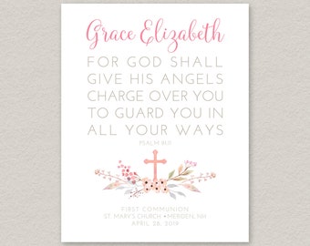 Communion Gift for Girls, Personalized First Communion gift, Gift for Goddaughter, First Communion Keepsake, Communion Print