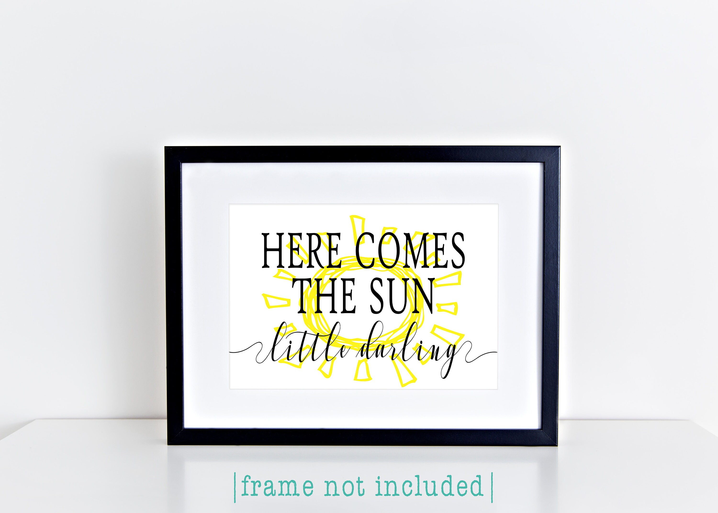 Here Comes the Sun Little Darling Typography Print Gold Black Etsy