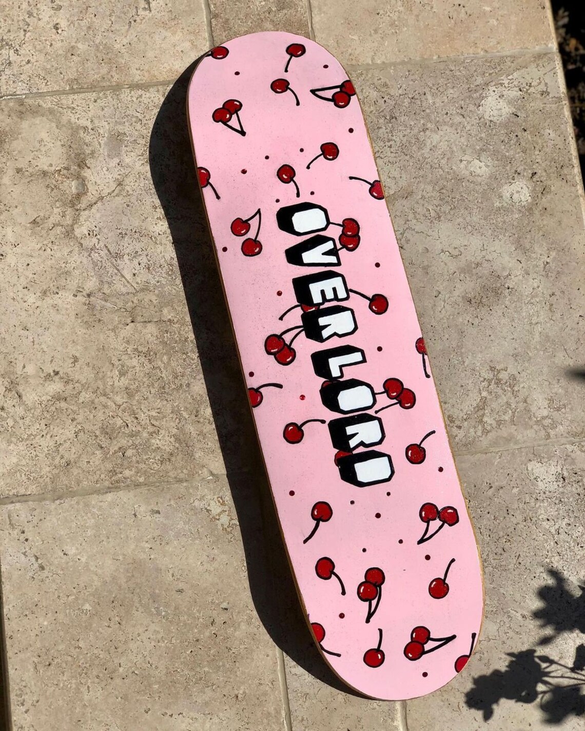 Custom Cherry Glitter Painted Skateboard Deck Etsy