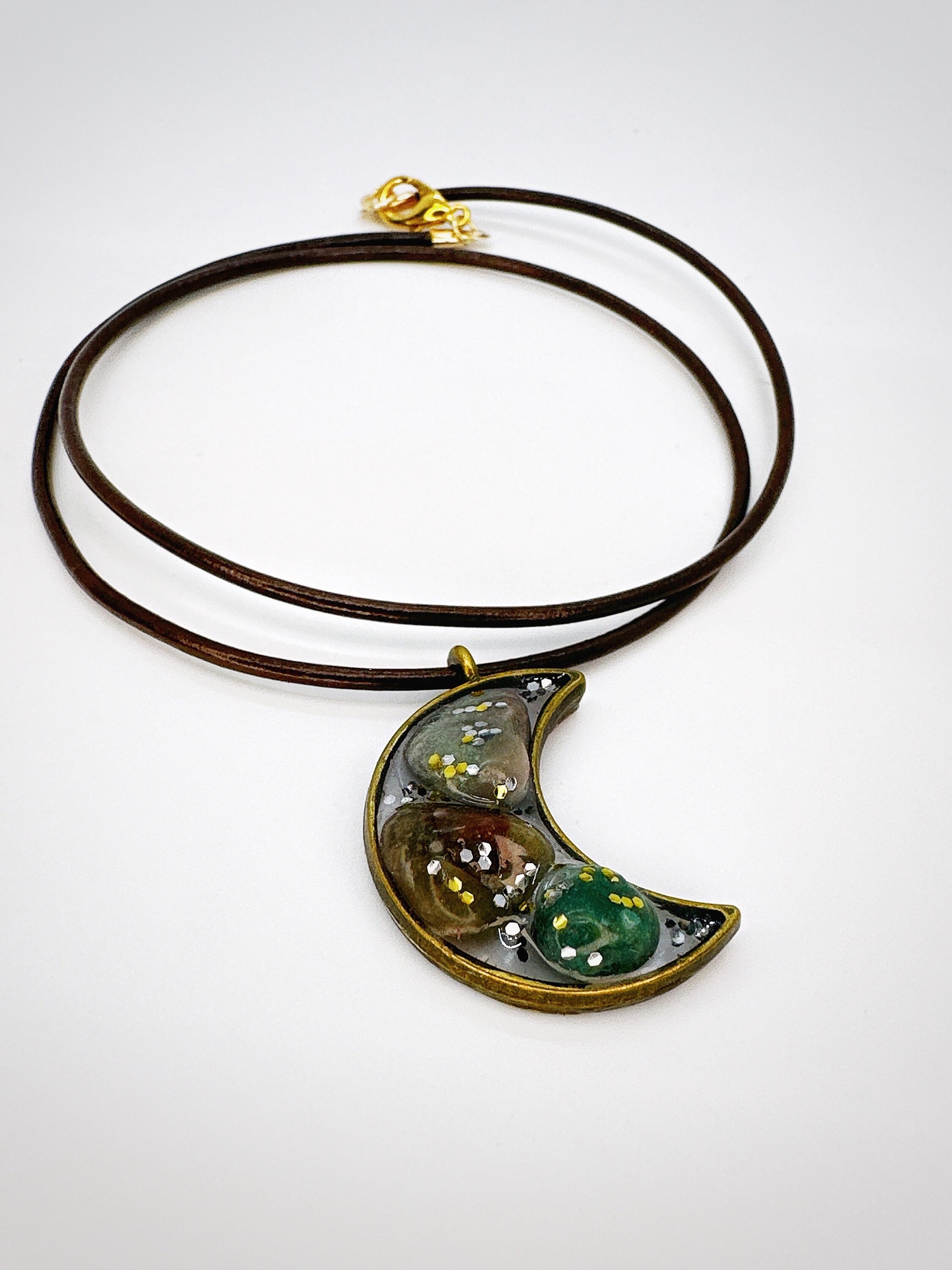 Crescent Moon Jewelry Crystal Moon Necklace Ocean Jasper Etsy