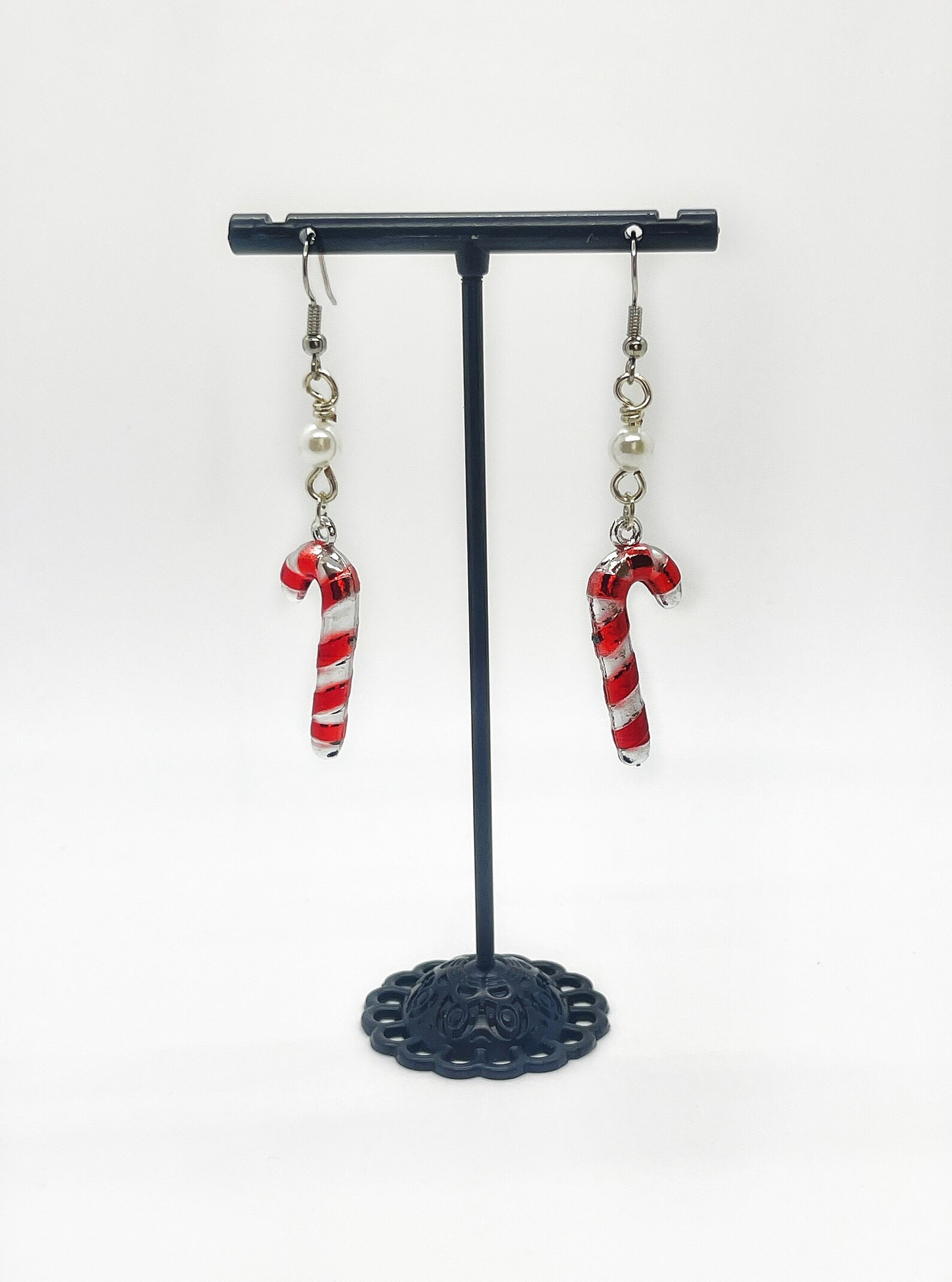 Christmas Jewelry Candy Cane Earrings Dangle Unique Handmade Earrings