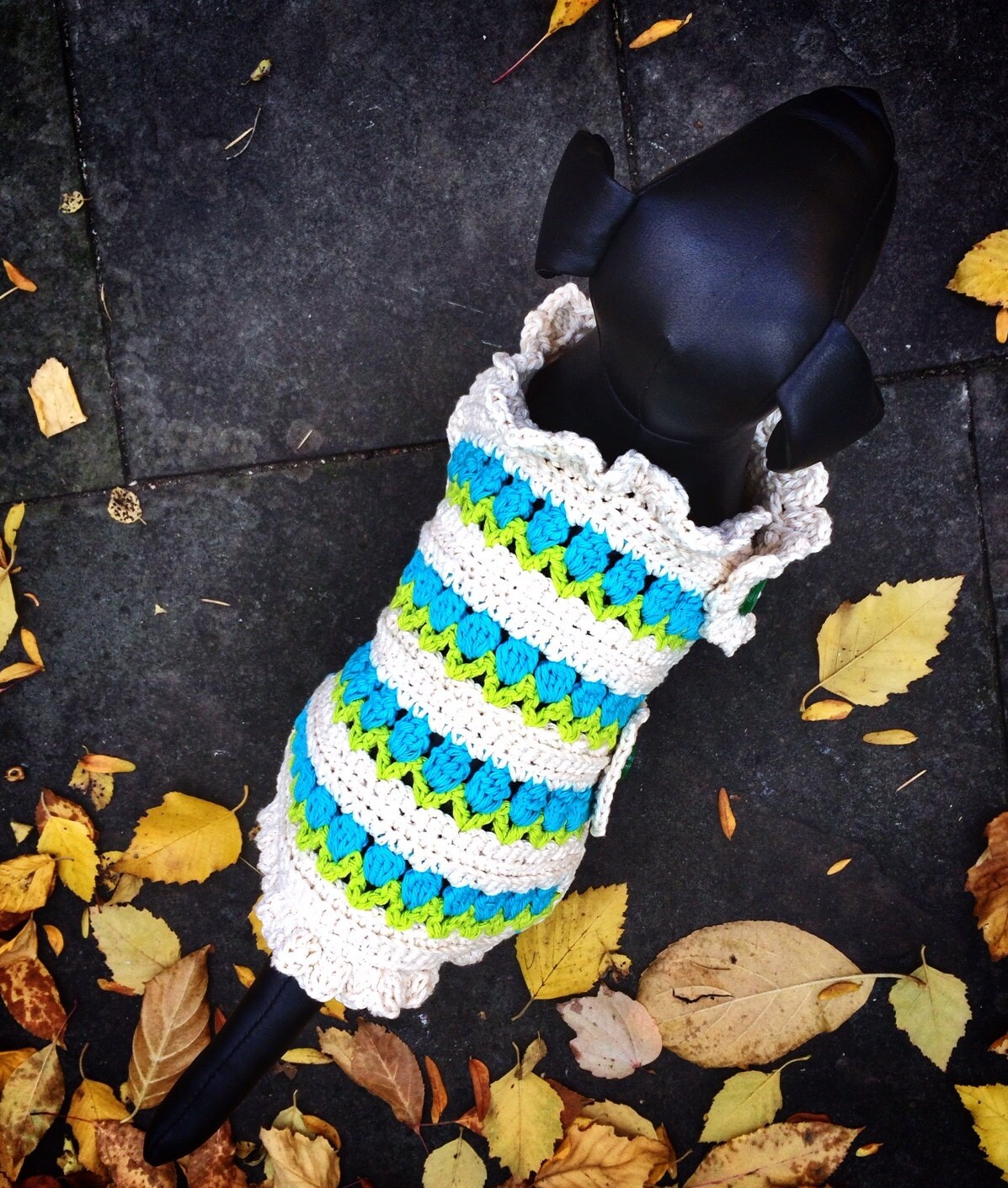 Crochet Dog Sweater Husky Little Dog Unique Handmade White Sweater