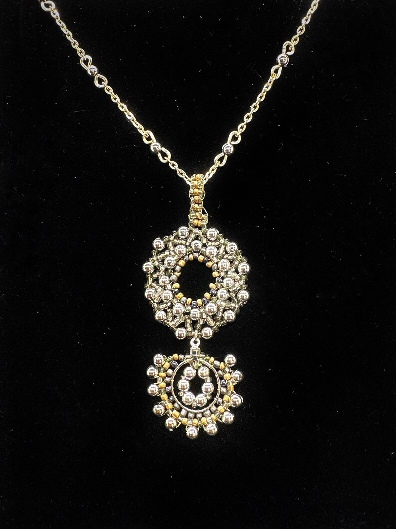 Vintage Style Jewelry, Mandala Necklace, Beaded Pendant, Statement Jewelry, Repurposed Fashion