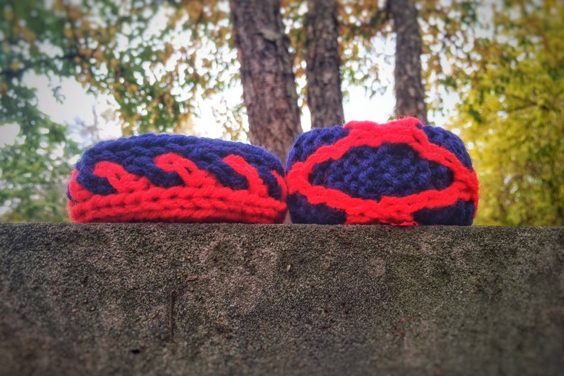 Wool Knit Bracelets Blue Red Chunky Cable Knit Unique Handmade Etsy