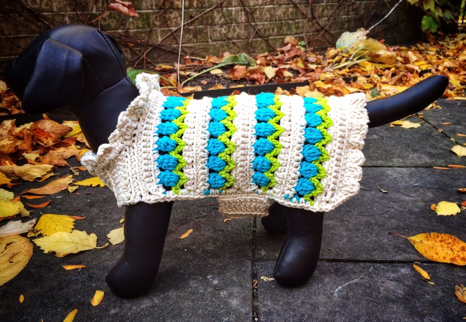 Crochet Dog Sweater Husky Little Dog Unique Handmade White Sweater Crochet Flowers Hand Knitted