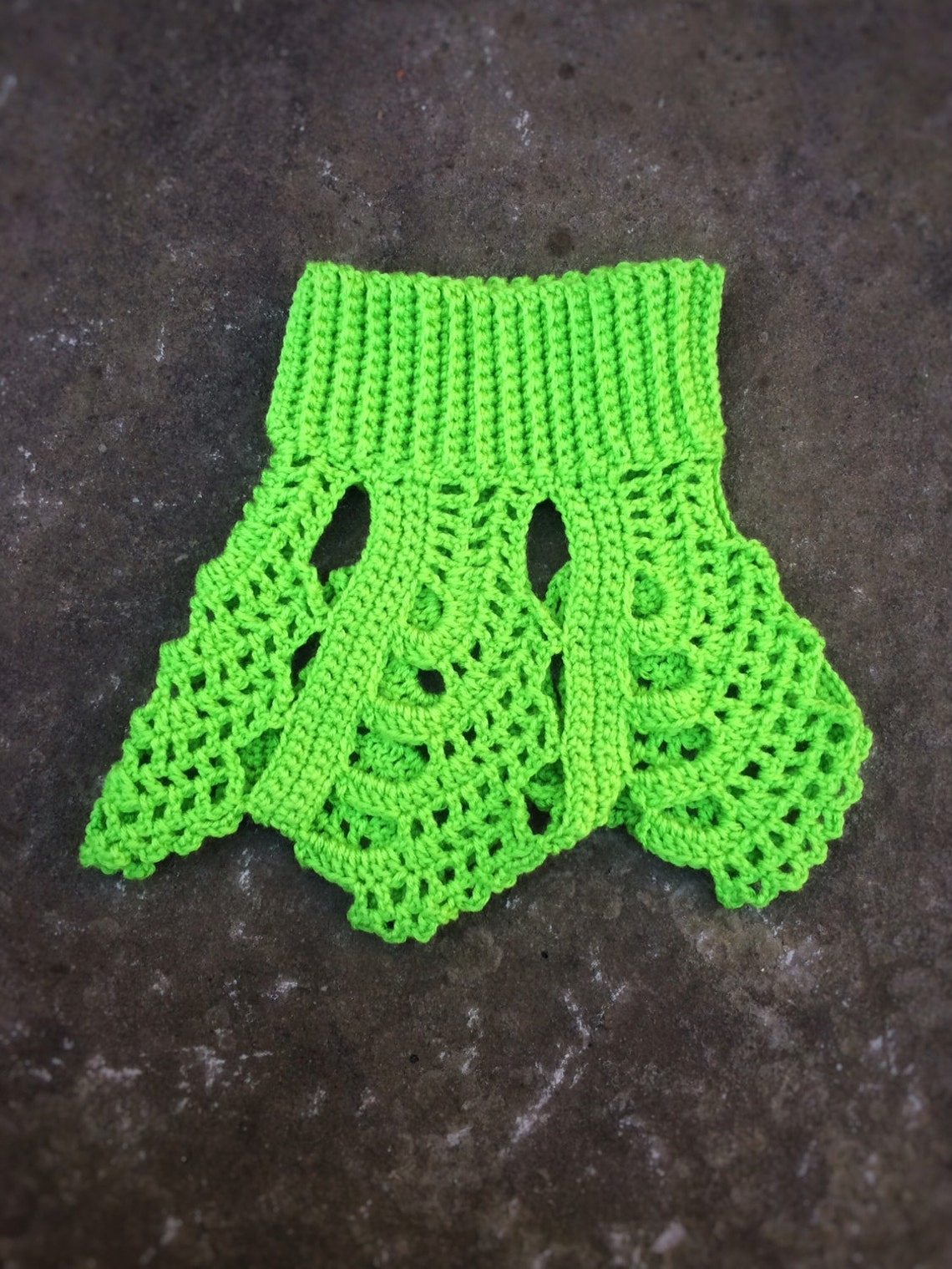 Crochet Cat Poncho Green Small Dog Cape Lace Unique Handmade Pet