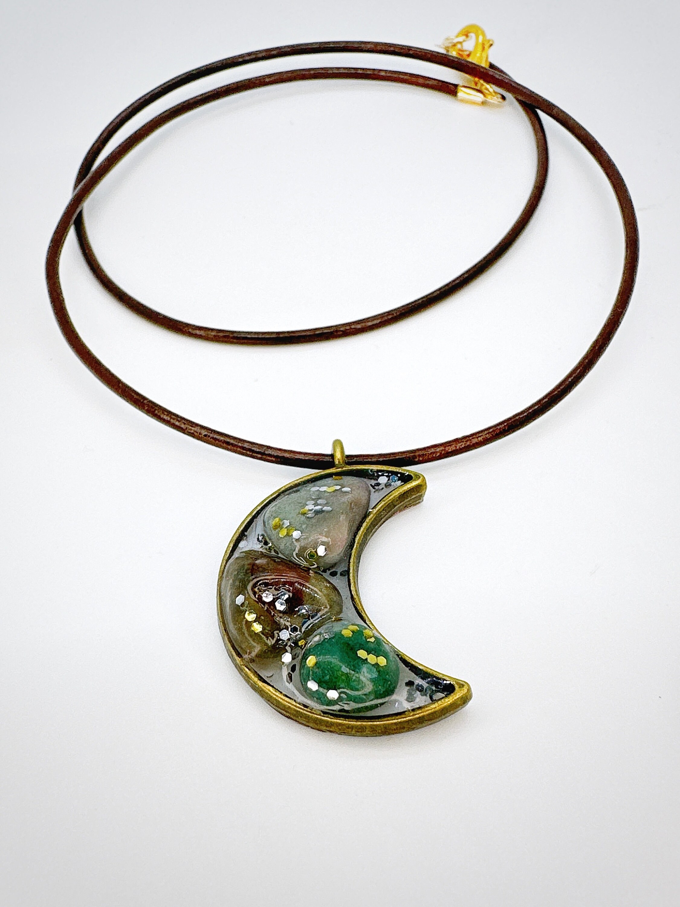 Crescent Moon Jewelry Crystal Moon Necklace Ocean Jasper Etsy