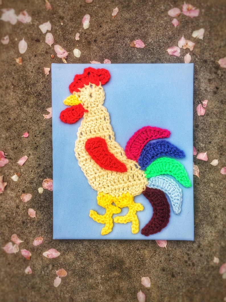 Crochet Wall Art Farmhouse Decor Rooster Unique Handmade Nursery Decor