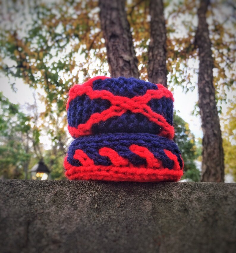 Wool Knit Bracelets Blue Red Chunky Cable Knit Unique Handmade Etsy