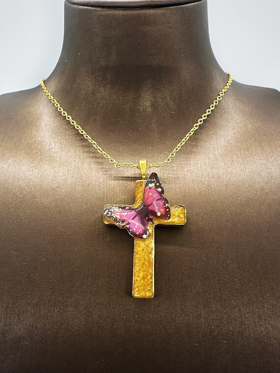Butterfly Cross, Christian Faith Gift, Ukraine Jewelry, Stand With Ukraine Gift, Ukrainian Cross Jewelry, Unique Religious Jewelry