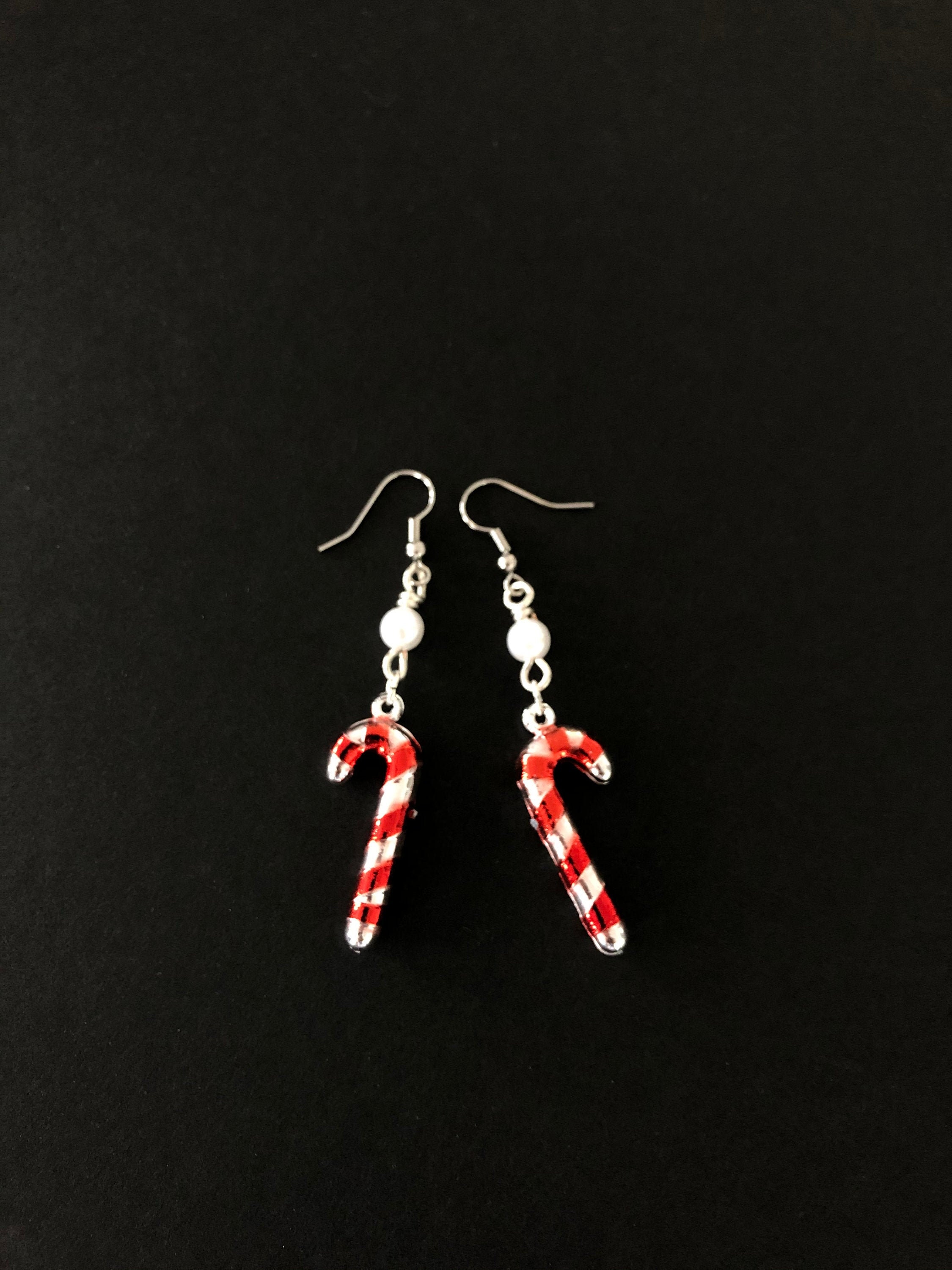 Christmas Jewelry Candy Cane Earrings Dangle Unique Handmade Earrings