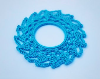 Crochet Bracelet Unique Crochet Boho Jewelry Blue Lace Handmade Knit Cuff