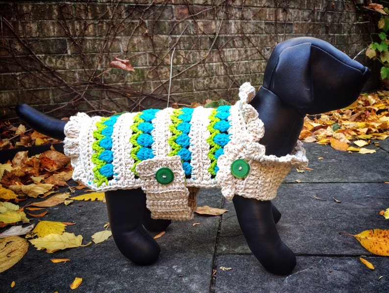 Crochet Dog Sweater Husky Little Dog Unique Handmade White Sweater Crochet Flowers Hand Knitted