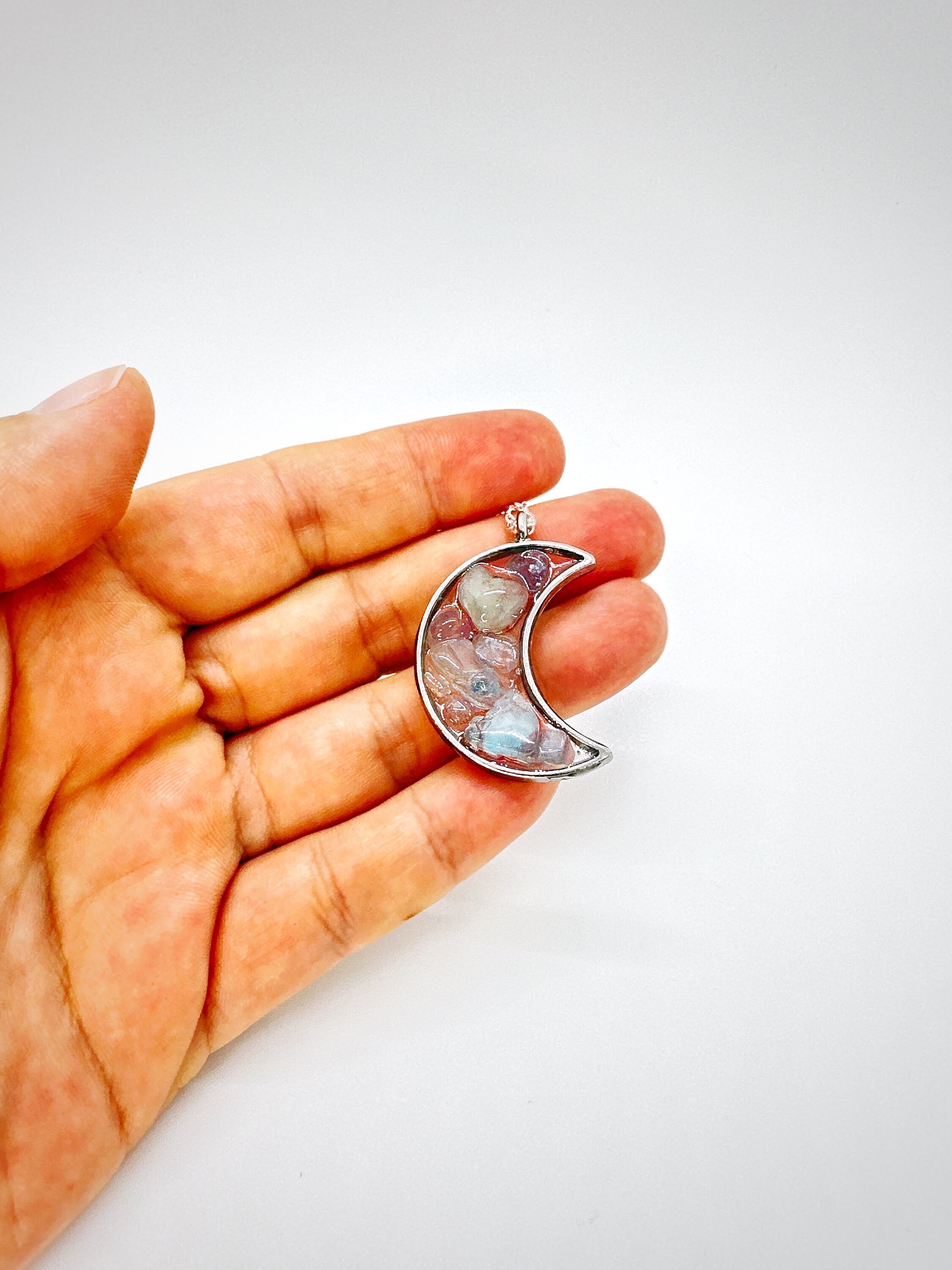 Crescent Moon Jewelry Crystal Moon Necklace Aquamarine Etsy