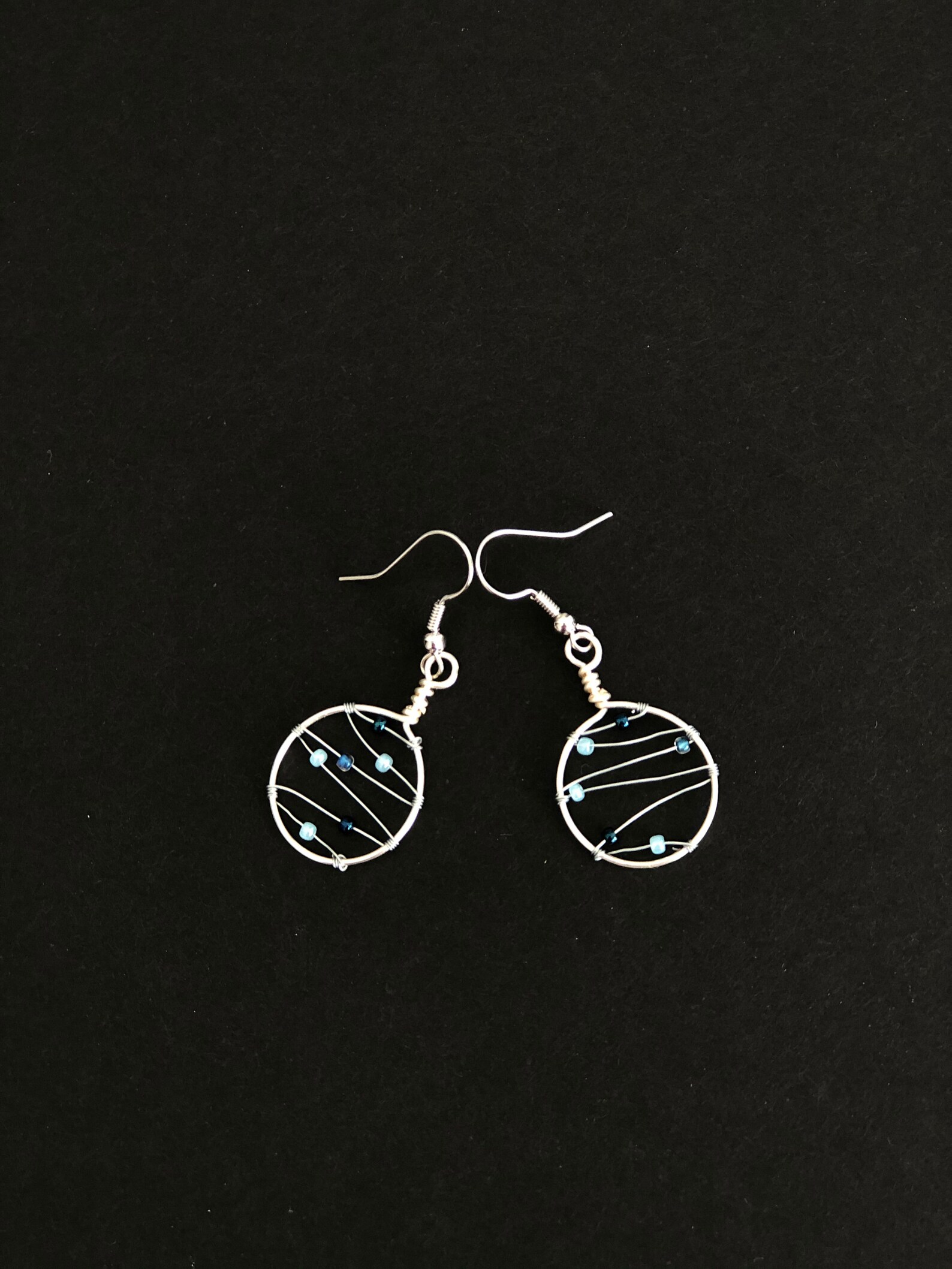 Christmas Ornament Earrings Blue Dangle Bohemian Wire Jewelry Etsy