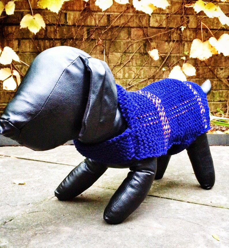 Knit Plaid Dog Sweater Terrier Clothes Blue Tartan Unique Etsy