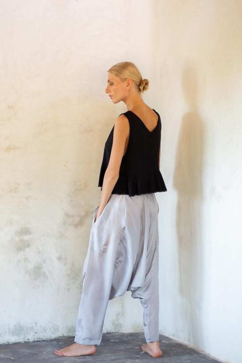 SALE Dhoti Silk Hareem Pant Silver lounge wear pyjamas sleep wear travel pants alibaba comfy cozy relaxed fit yoga wear