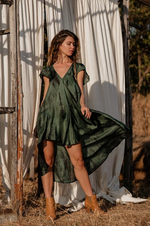 green tie dye dress