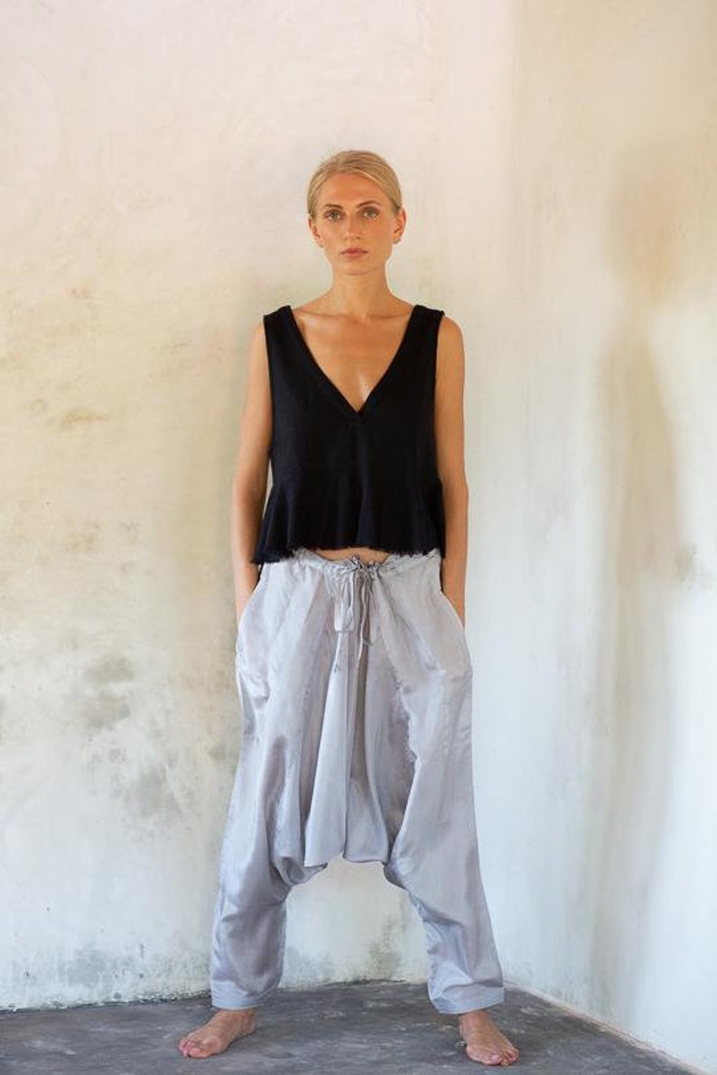 SALE Dhoti Silk Hareem Pant Silver lounge wear pyjamas sleep wear travel pants alibaba comfy cozy relaxed fit yoga wear